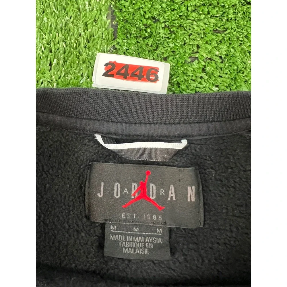 Jordan Mens Jumpman Crewneck Sweatshirt Black Multi-Color AV0044-010 Size M